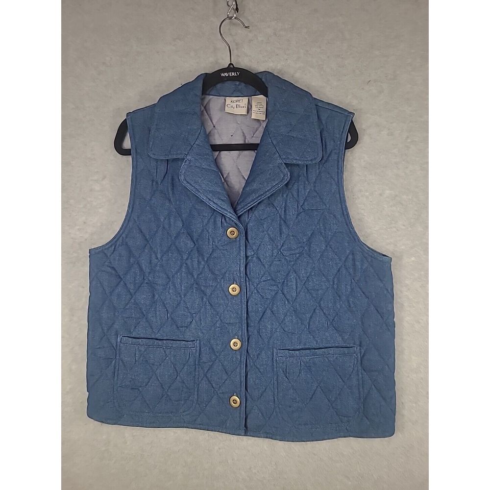 Koret‎ City Blues Vintage Women's Denim Vest  Open Weave Woven Size Medium